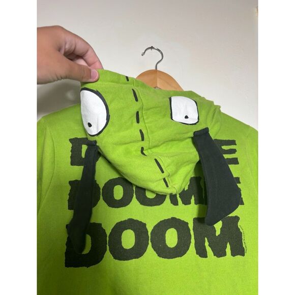 Mighty Fine Invader Zim Hoodie Full Zip XL Lime Green Nickelodeon Nostalgia - Picture 4 of 4